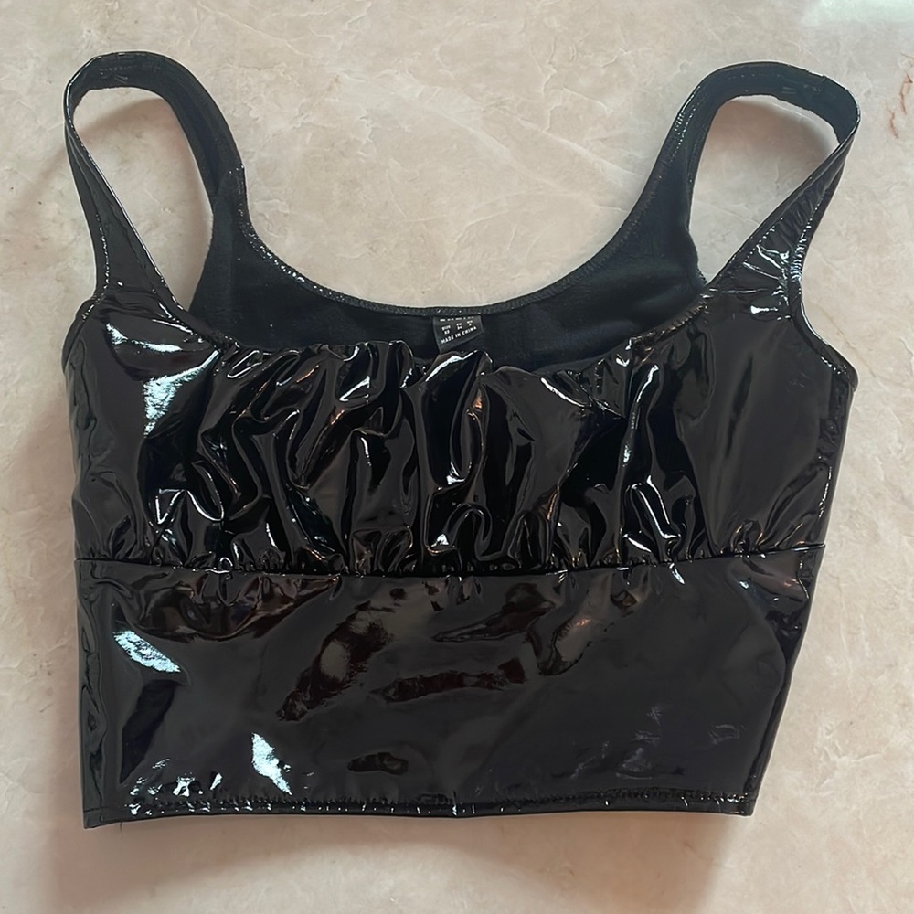 Black SHEIN latex crop top